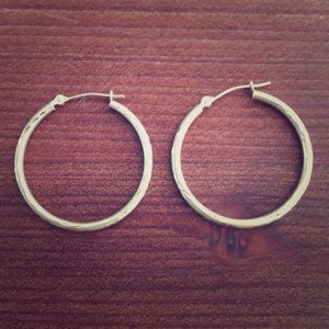 12K gold Lightly etched hoops